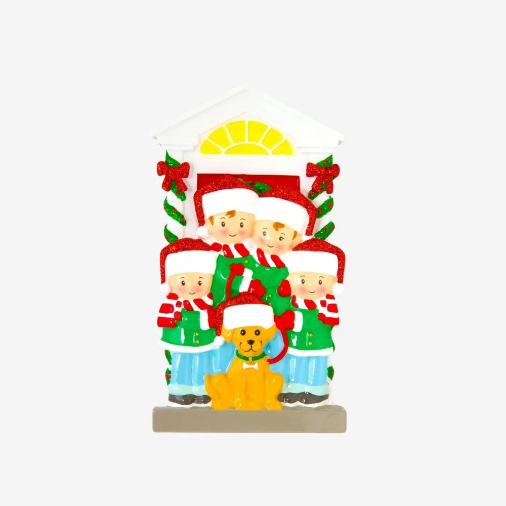 Family of 4 with Dog Personalized Christmas Ornament