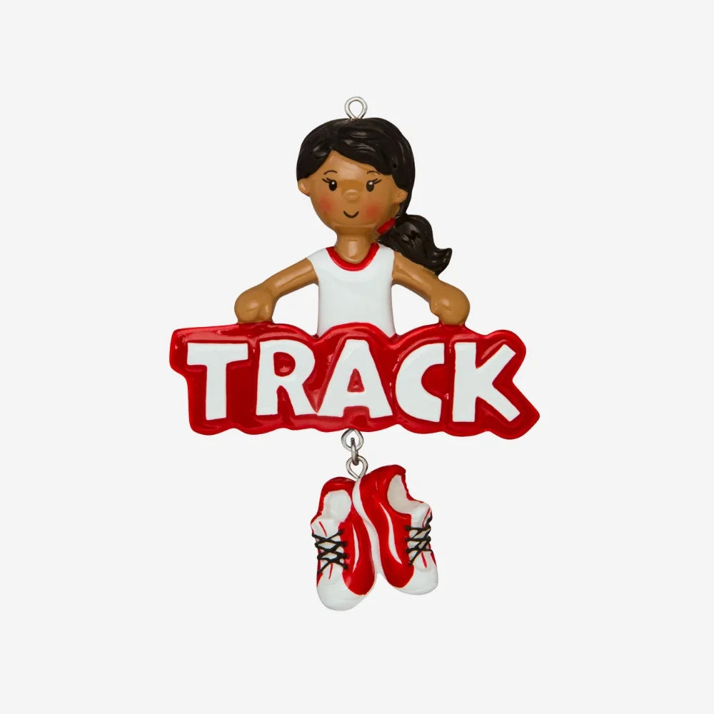 Track Girl (African-American) Personalized Christmas Ornament