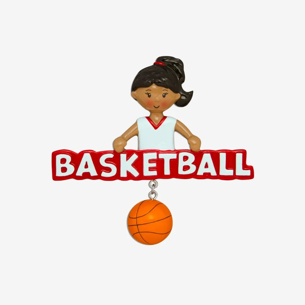 Basketball Girl (African-American) Personalized Christmas Ornament