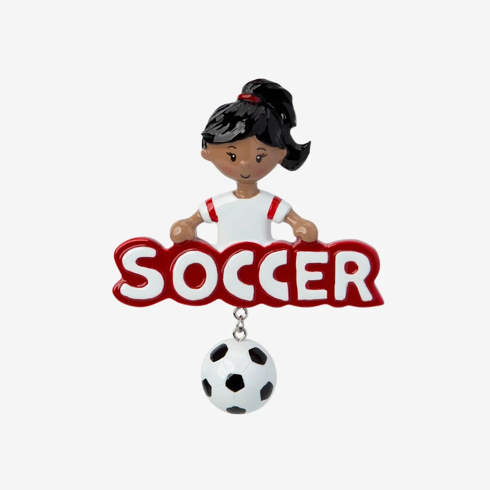 Soccer Girl (African-American) Personalized Christmas Ornament