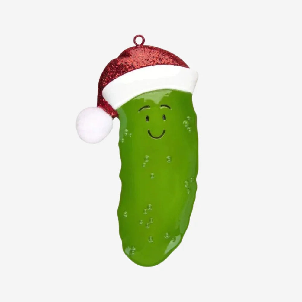 Christmas Pickle with Santa Hat Personalized Christmas Ornament