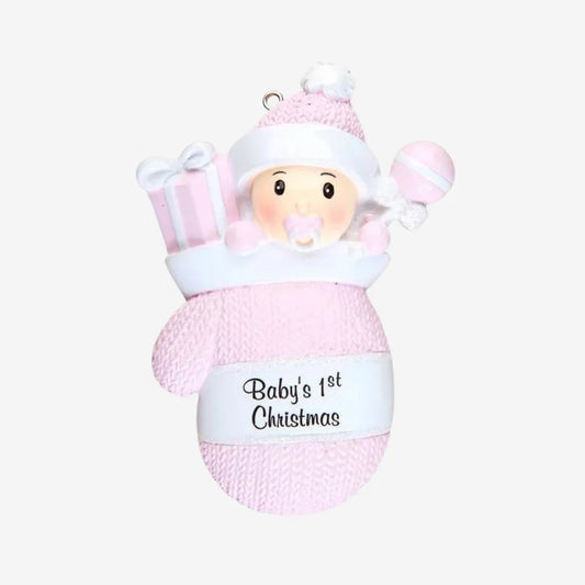 Baby Girl In Mitten Personalized Christmas Ornament