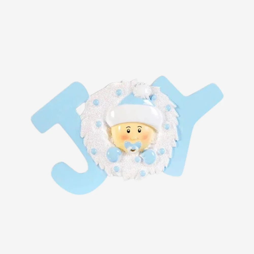 Joy Baby Blue Personalized Christmas Ornament