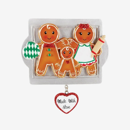 Made W/Love Family Of 3 Personalized Christmas Ornament