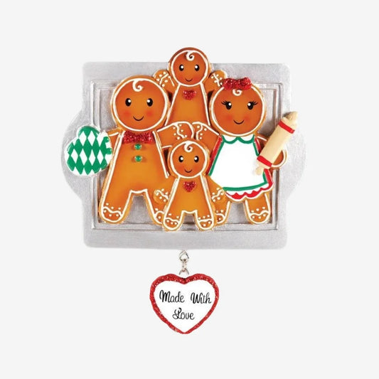 Made W/Love Family Of 4 Personalized Christmas Ornament