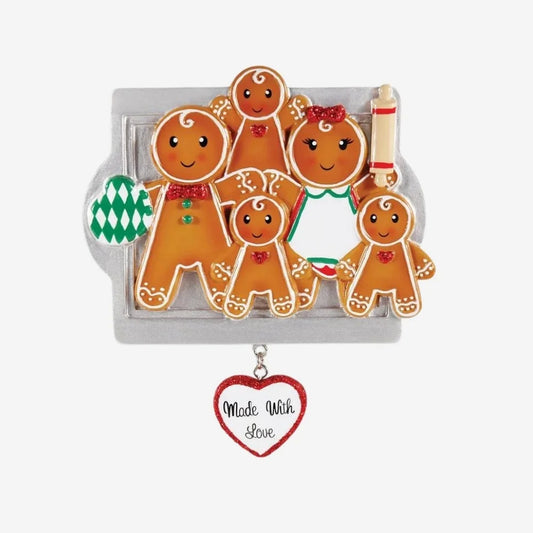 Made W/Love Family Of 5 Personalized Christmas Ornament