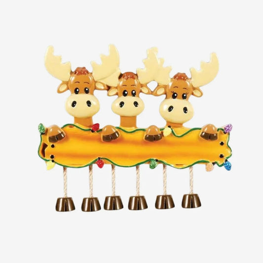 Moose Family Of 3 Personalized Christmas Ornament