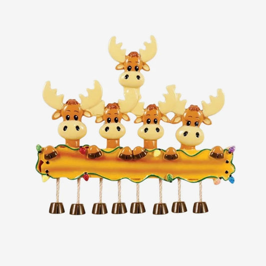 Moose Family Of 5 Personalized Christmas Ornament