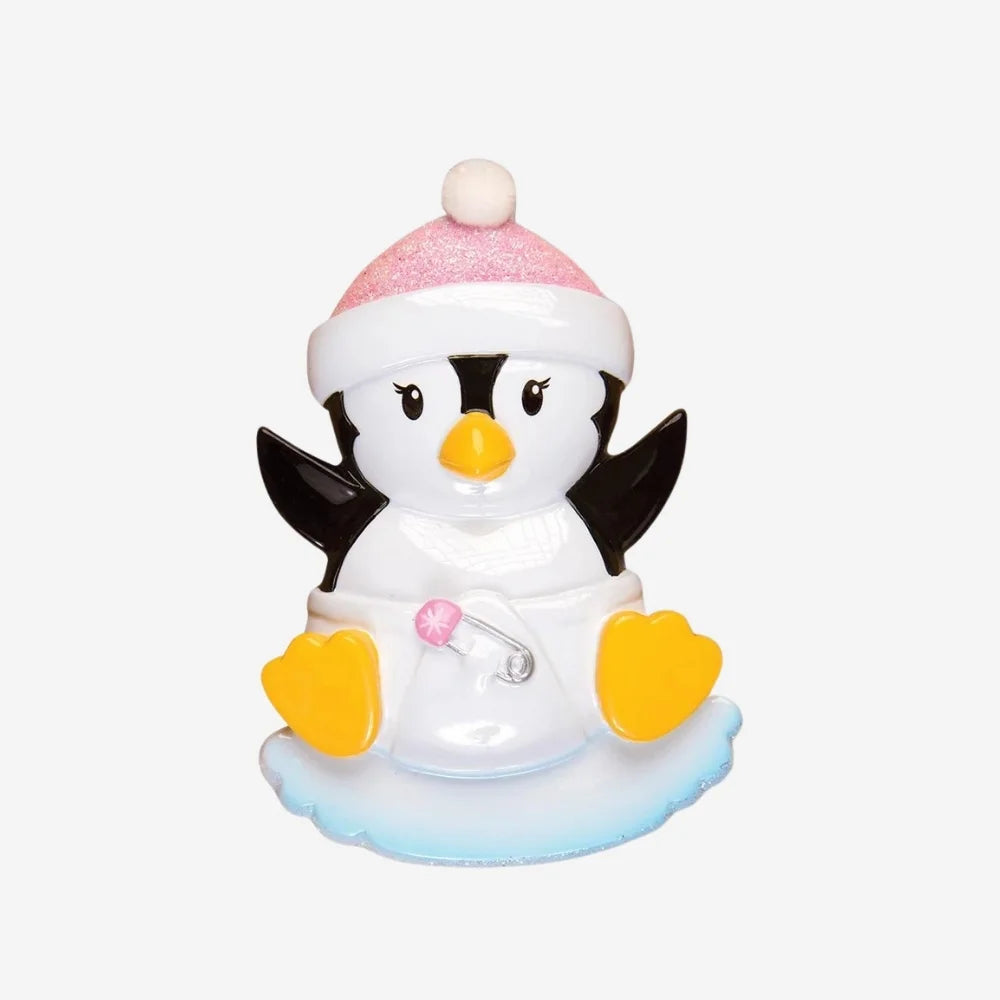 Baby Penguin Girl Personalized Christmas Ornament