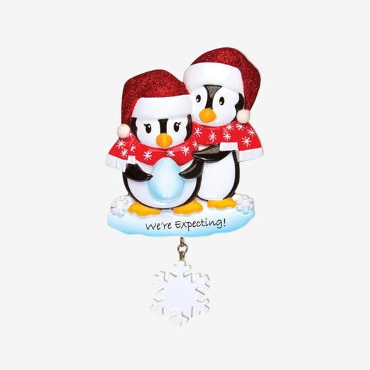 We’re Expecting Penguins Personalized Christmas Ornament