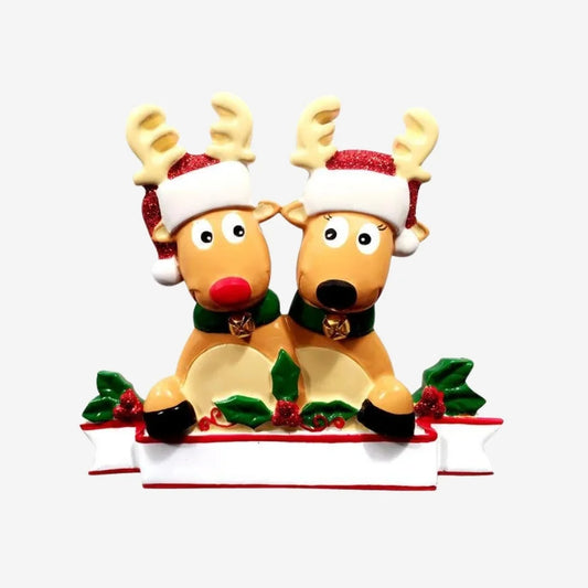 New Reindeer Family (couple) Christmas Ornament