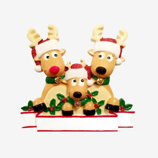 New Reindeer (family of 3) Christmas Ornament