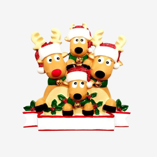 New Reindeer (family of 4) Christmas Ornament