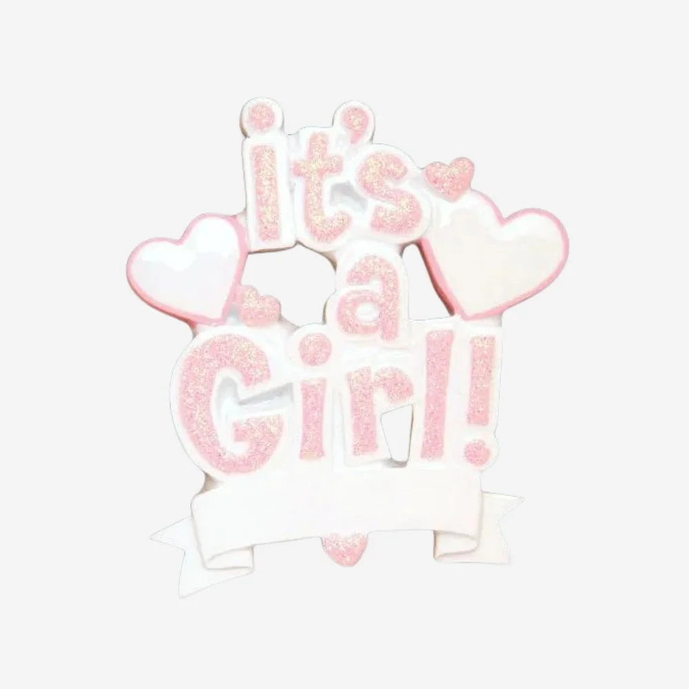 It’s a Girl (Pink) Personalized Christmas Ornament