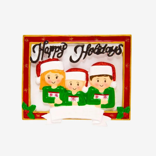 Christmas Card Family of 3 Personalized Christmas Ornament