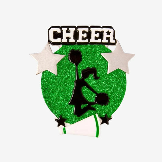 Cheer Is Life Silhouette (Green) Personalized Christmas Ornament