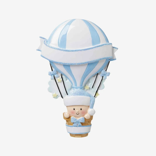 Hot Air Balloon (Blue) Personalized Christmas Ornament