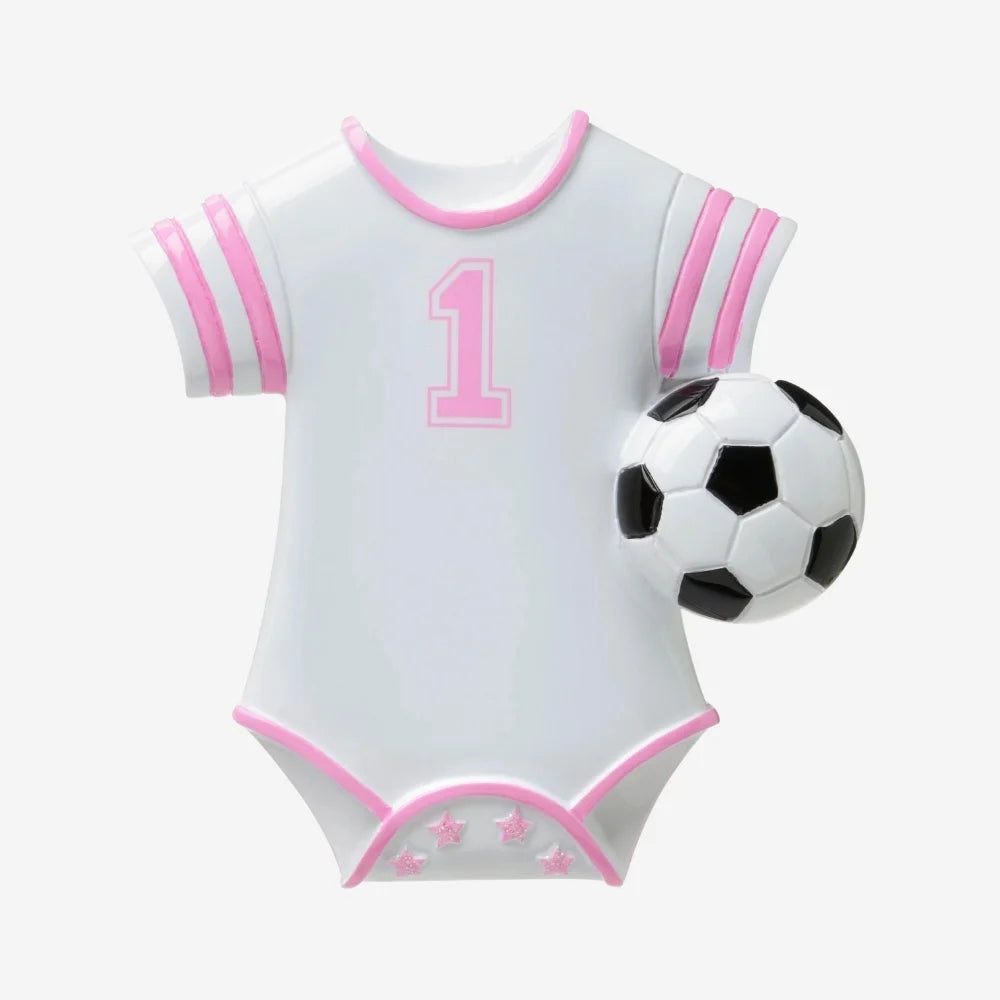 Soccer Baby Onesie (Pink) Personalized Christmas Ornament