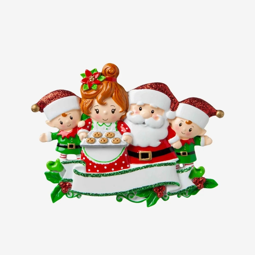 Santa Mrs Claus with 4 Personalized Christmas Ornament