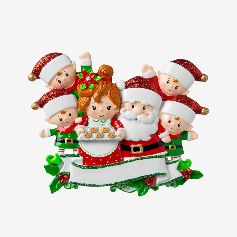 Santa Mrs Claus with 6 Personalized Christmas Ornament