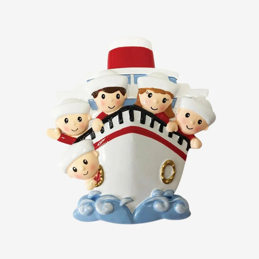 Family of 5 On A Cruise Ship Personalized Christmas Ornament