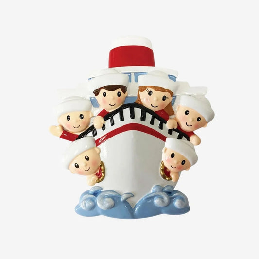 Family of 6 On A Cruise Ship Personalized Christmas Ornament