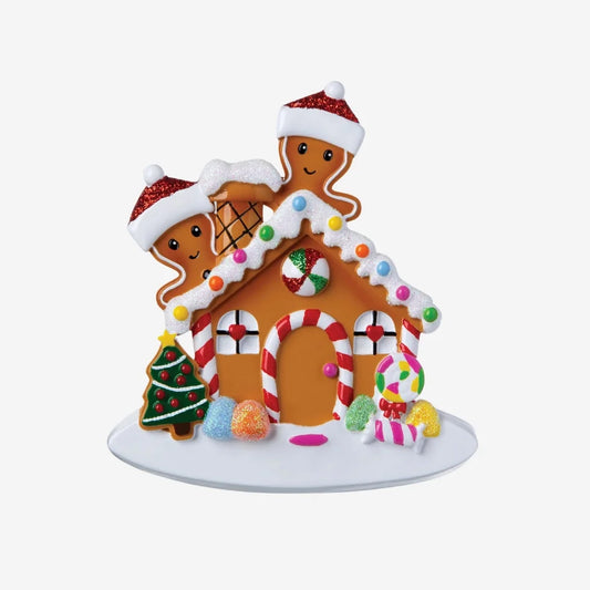 Gingerbread House Couple Personalized Christmas Ornament