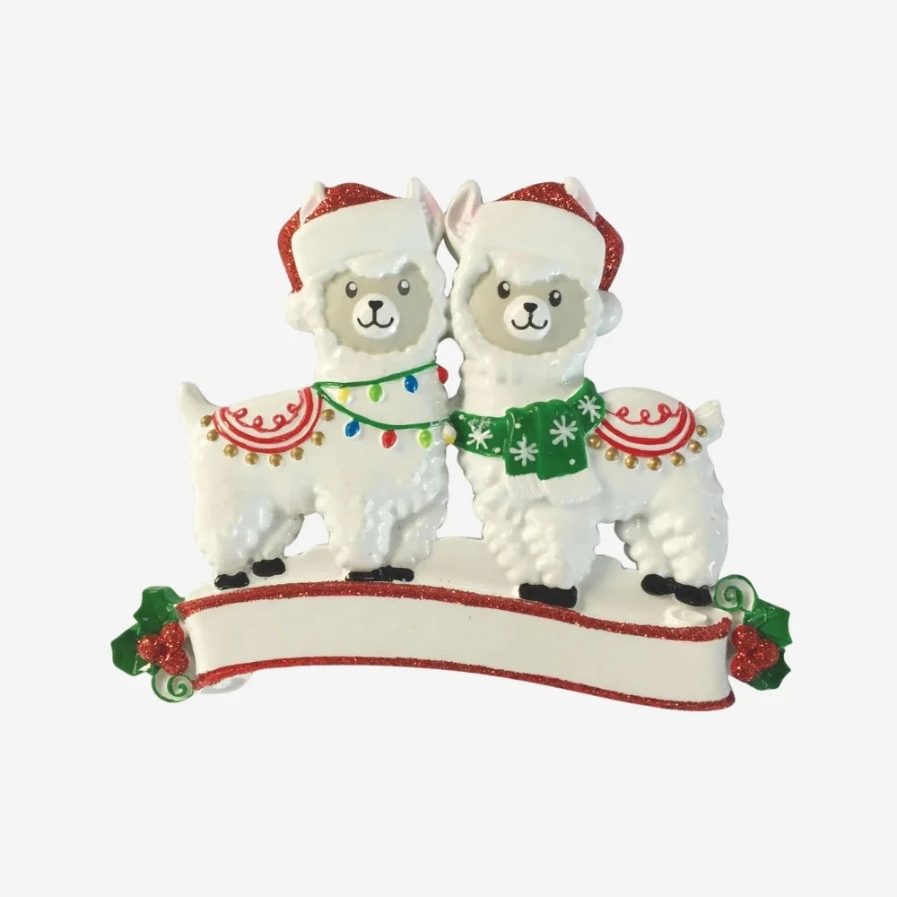 Llama Family of 2 Personalized Christmas Ornament