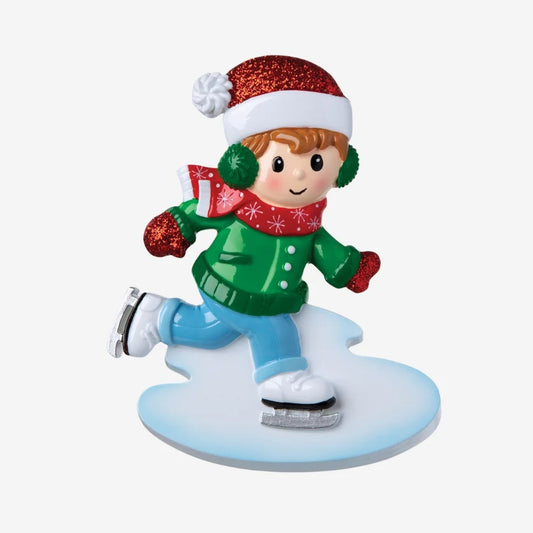 Ice Skater Boy Personalized Christmas Ornament