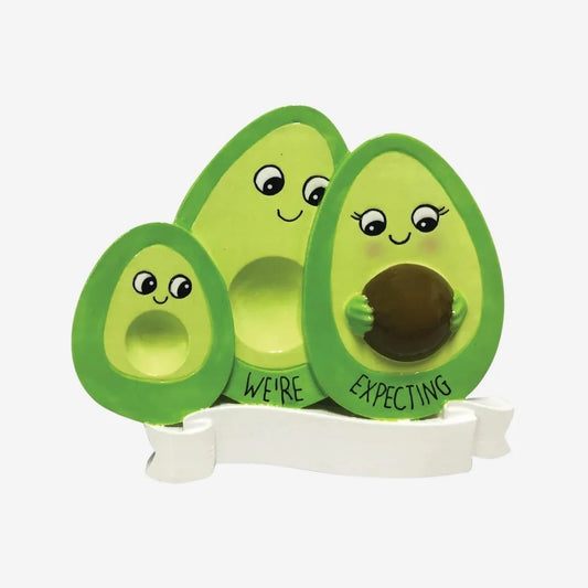 Avocado Family Expecting with 3 Personalized Christmas Ornament