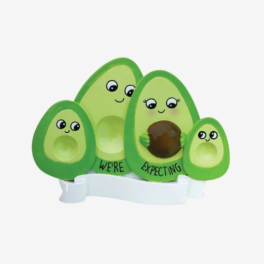 Avocado Family Expecting with 4 Personalized Christmas Ornament