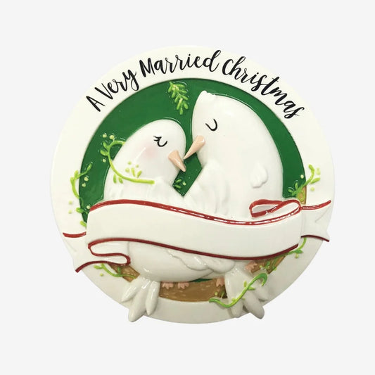 A Very Merry Xmas Dove Couple Personalized Christmas Ornament