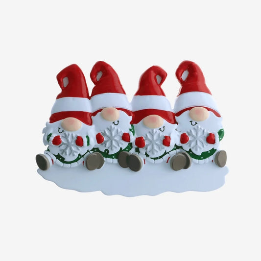 Gnome Family of 4 Personalized Ornament