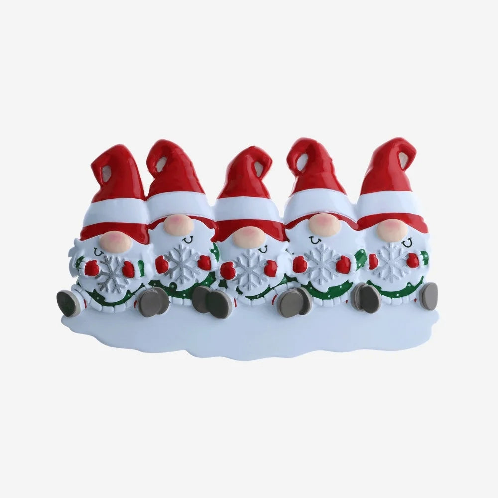 Gnome Family of 5 Personalized Ornament