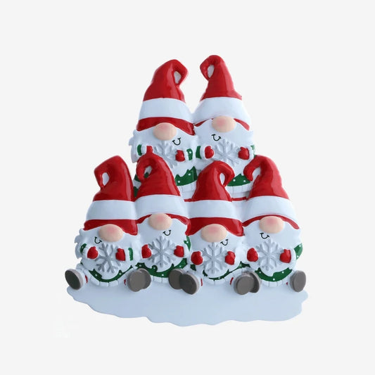 Gnome Family of 6 Personalized Ornament