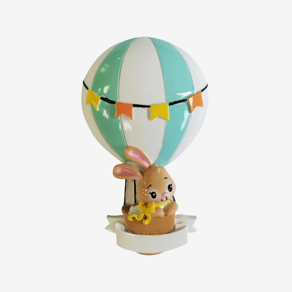 Hot Air Balloon Animal (Blue) Personalized Christmas Ornament