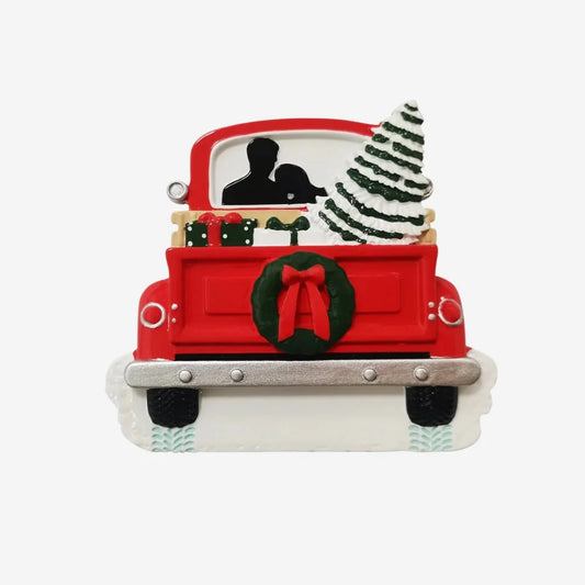 Red Truck Couple Personalized Christmas Ornament