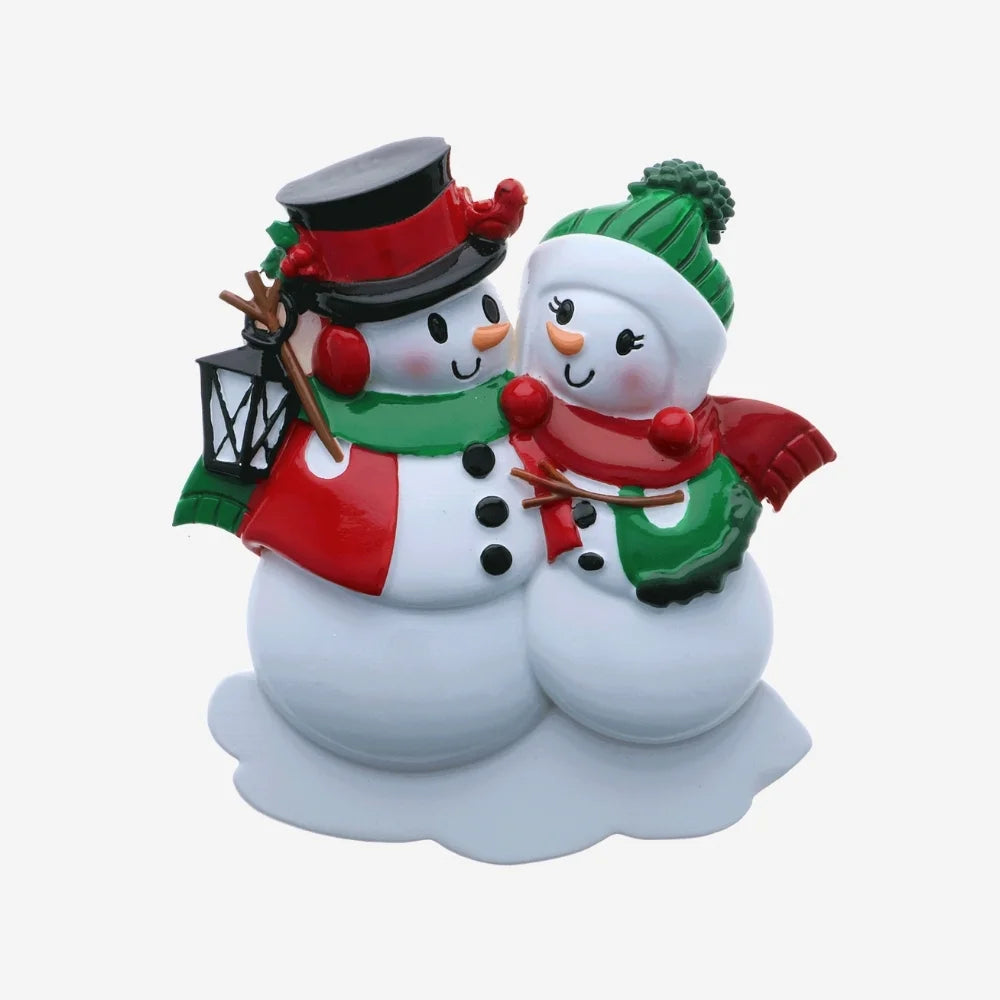 Snowman Family of 2 Personalized Christmas Ornament