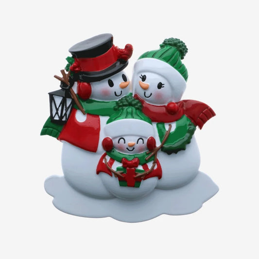 Snowman Family of 3 Personalized Christmas Ornament