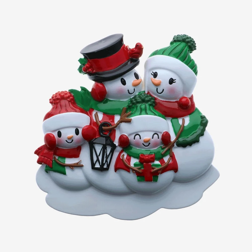 Snowman Family of 4 Personalized Christmas Ornament