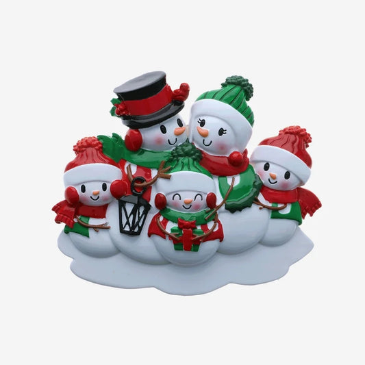 Snowman Family of 5 Personalized Christmas Ornament