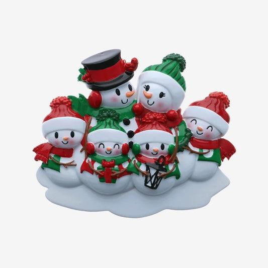 Snowman Family of 6 Personalized Christmas Ornament