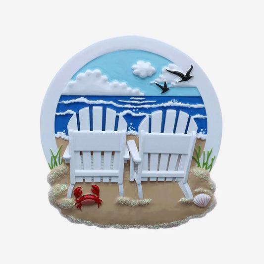 Beach Chairs Family of 2 Personalized Christmas Ornament