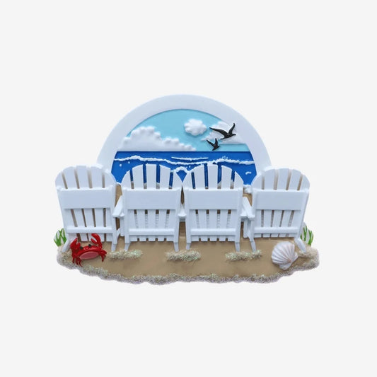 Beach Chairs Family of 4 Personalized Christmas Ornament