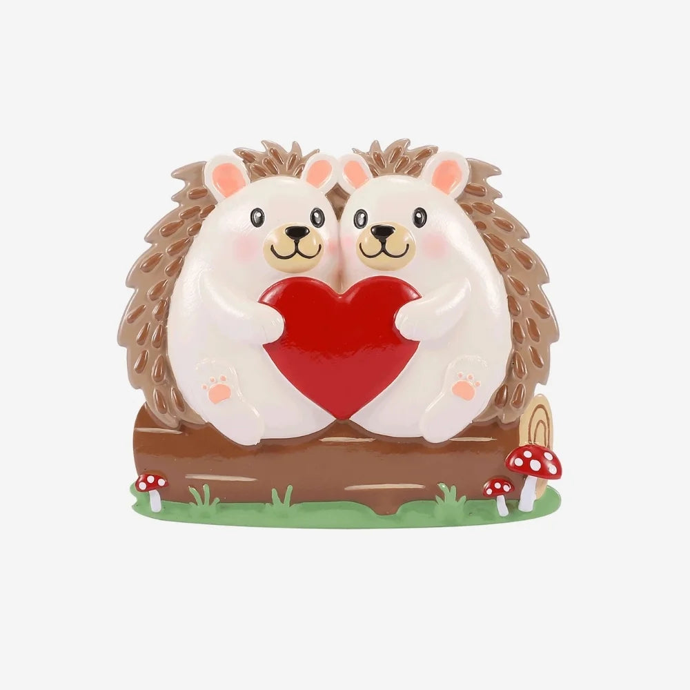 Hedgehog Family of 2 Personalized Christmas Ornament