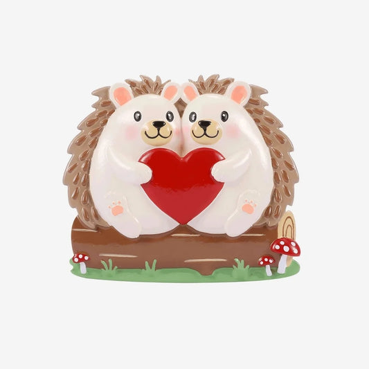 Hedgehog Family of 2 Personalized Christmas Ornament