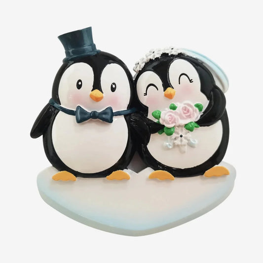 Wedding Penguins Personalized Christmas Ornament