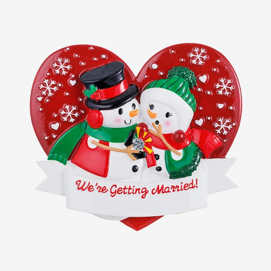 Snowman Engagement Personalized Christmas Ornament