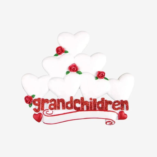 Grandchildren with 7 Hearts Personalized Christmas Ornament