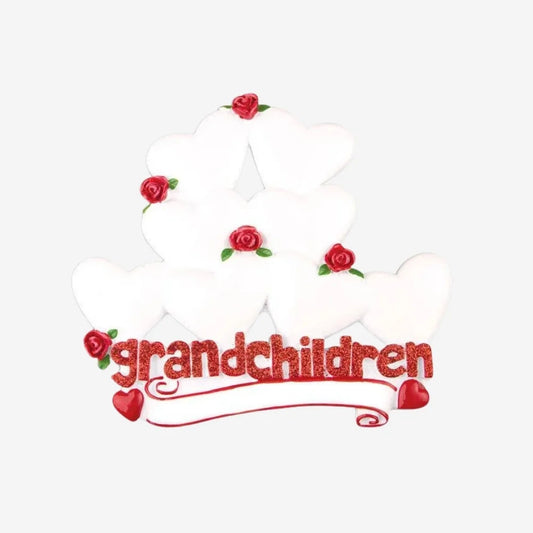 Grandchildren with 8 Hearts Personalized Christmas Ornament